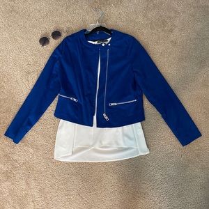 Who What Wear Suede Royal Blue Suede Jacket